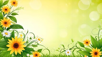 Banner, flowers, place for text. Illustration