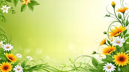 Fototapeta premium Banner, flowers, place for text. Illustration
