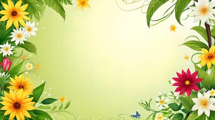 Banner, flowers, place for text. Illustration