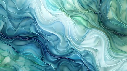 Obraz premium Ethereal Flow: Translucent Mix of Blue and Green Liquid Textures