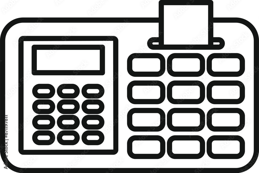 Aufkleber electronic cash register with a calculator for entering the amount and printing a paper check