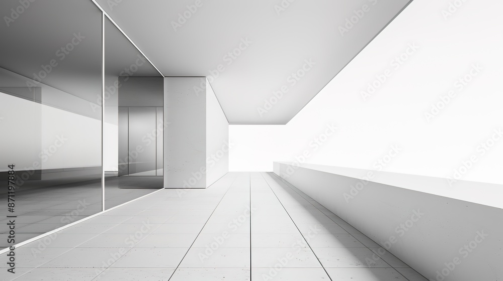 Poster serene simplicity: minimalist intersection of lines and negative space