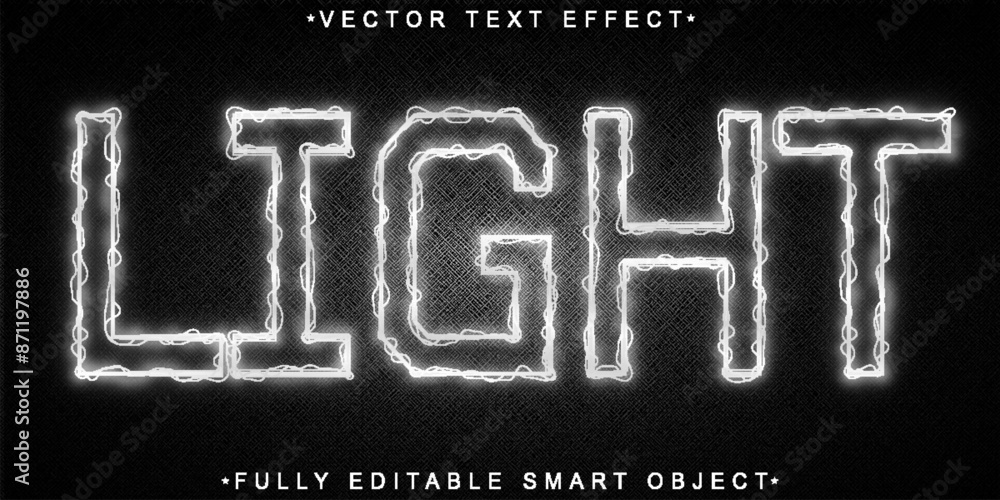 Poster white light vector fully editable smart object text effect