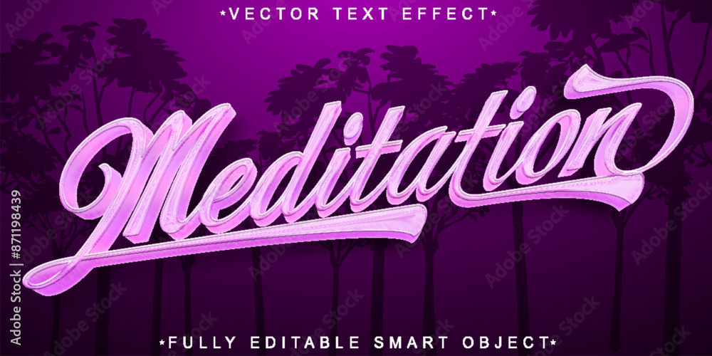 Poster purple meditation vector fully editable smart object text effect