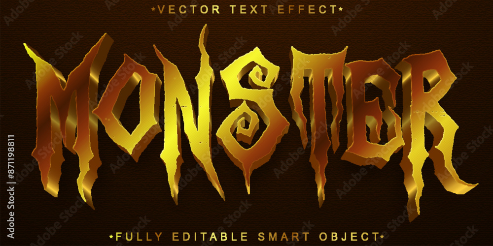 Poster Orange Horror Monster Vector Fully Editable Smart Object Text Effect