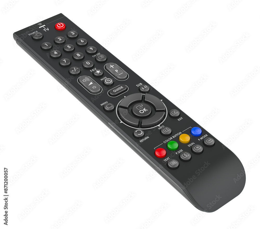 Poster tv remote control, 3d rendering isolated on transparent background
