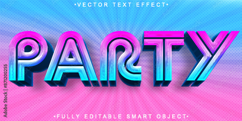 Poster shiny party vector fully editable smart object text effect