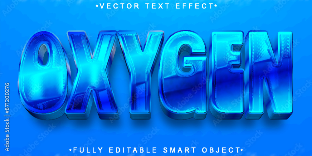 Poster cartoon blue oxygen vector fully editable smart object text effect