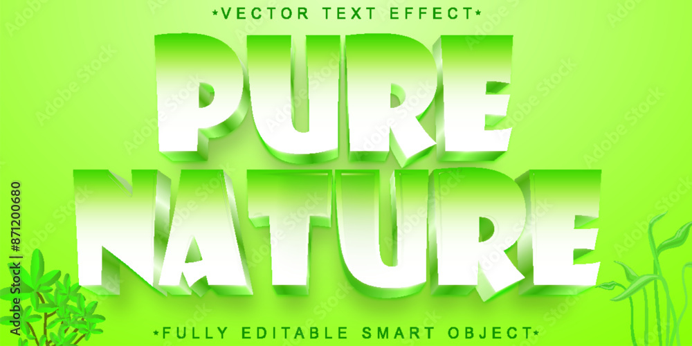 Poster green cartoon nature vector fully editable smart object text effect