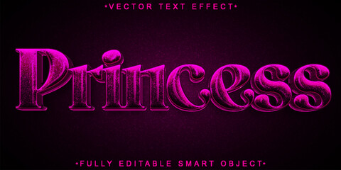 Purple Glitter Princess Vector Fully Editable Smart Object Text Effect