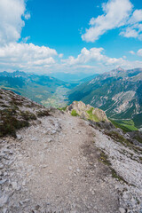 Rough Gravel Path Down the Mountain in a Alpine Landscape