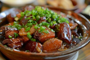 Local Taiwanese cuisine pork ear cooked in soy sauce
