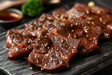 Marinated beef heart for Japanese yakiniku