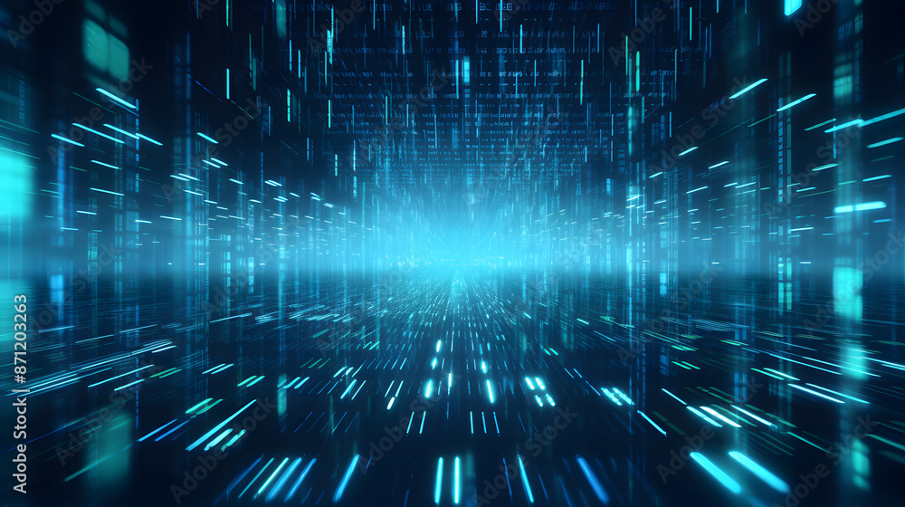 Poster digital binary matrix background - 3d illustration of scientific technology's data network, illustra