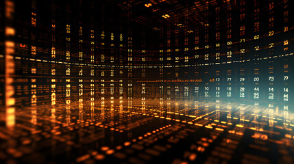 Matrix background of digital binary code - 3D visualization depicting scientific technology's data network, showcasing connectivity and digital complexity.
