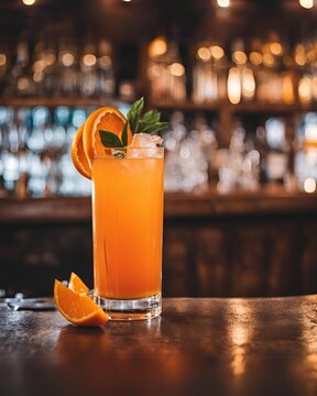 Coquetel de Laranja sobe Balc&atilde;o de Bar R&uacute;scito