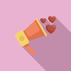 Megaphone spreading love, charity donation, volunteering concept