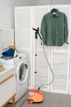 Laundry time. Linen shirt ready to be steamed 