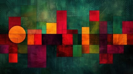 Fototapeta premium A modern and minimalistic design, layered lines in purple and green, arranged to form a cohesive composition that suggests unity and structure, The dark background