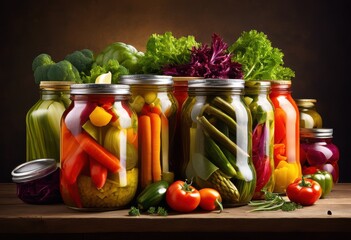 vibrant jar colorful pickled vegetables healthy eating cooking inspiration, assortment, variety, glass, natural, organic, bright, kitchen, culinary, harvest