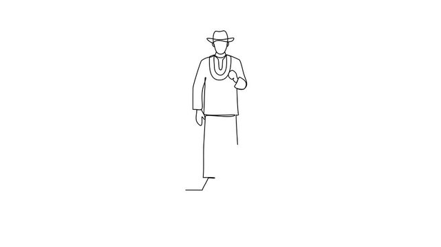 Animated self drawing of Honduras traditional clothes video design illustration. Traditional fashion country themes design with simple linear continuous line concept. Traditional fashion education