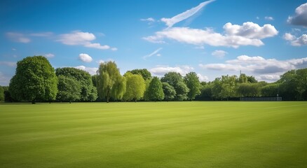 Naklejka premium A field hockey field under the sun. 