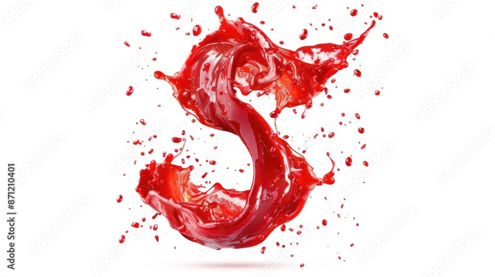 Poster a small amount of red liquid splashes onto a clean white surface