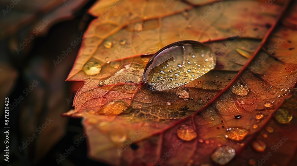 Aufkleber a macro shot of a leaf with tiny water droplets glistening on its surface