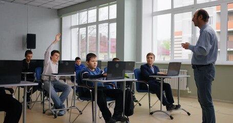 Education In School With Modern Computer Technology, Smart Children In Computer-Based Classroom - Powered by Adobe