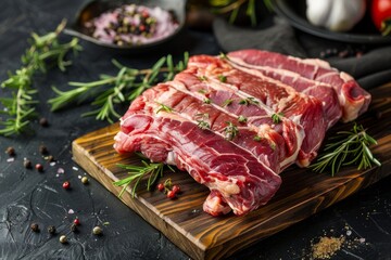 Raw pork neck on cutting board