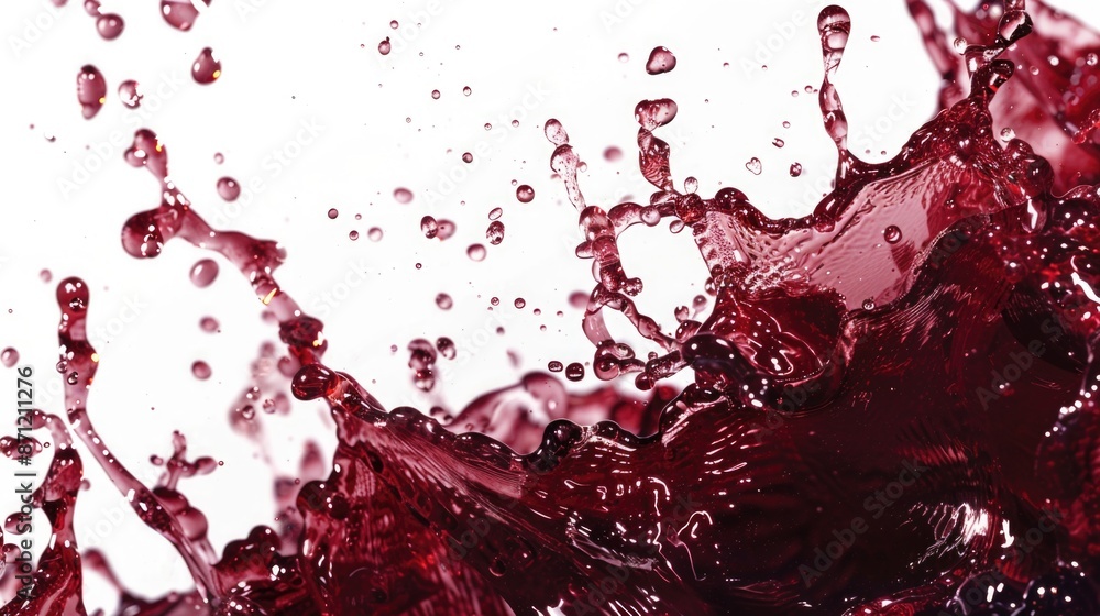 Poster A close-up view of a splash of red wine on a surface