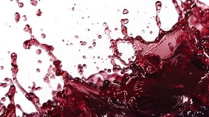 A close-up view of a splash of red wine on a surface