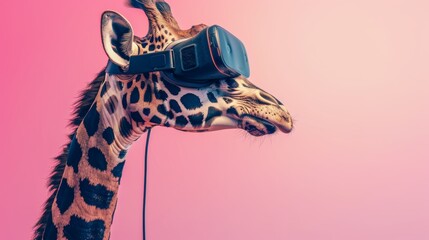 Giraffe in virtual reality  eye catching design with ample space for text and graphics