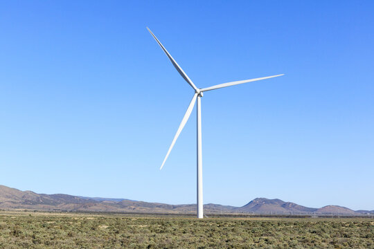 Wind turbine with blue sky and copy space. Port Augusta. Australia.