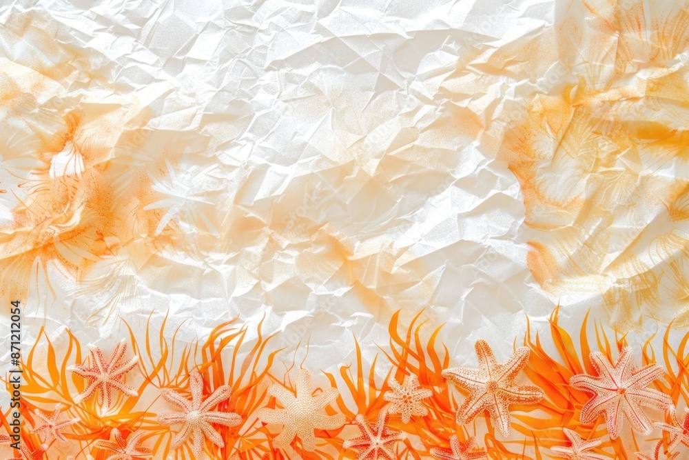 Poster A close-up view of a piece of paper covered in shells, ideal for use in illustrations or design projects about nature and the outdoors