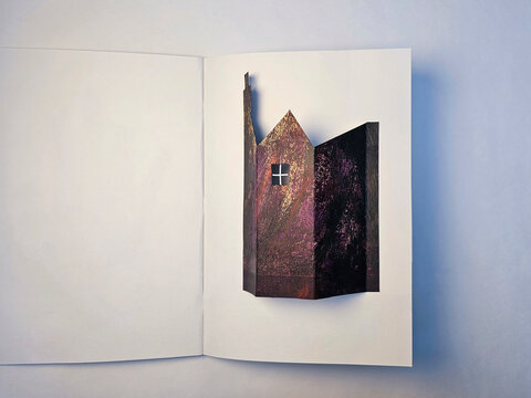 Painted Paper Building inside the papers of a notebook