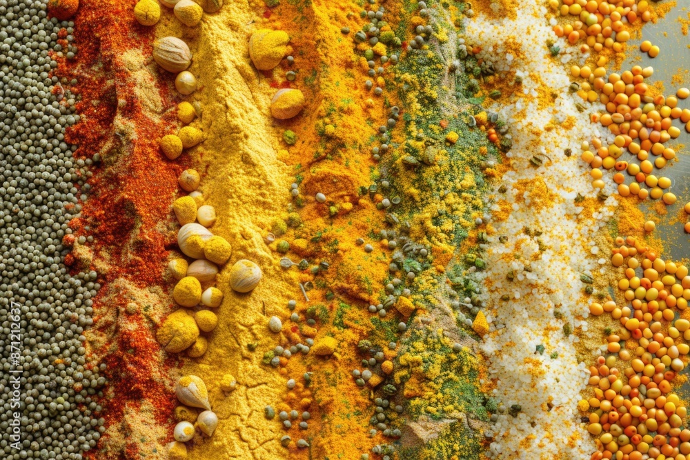 Poster A selection of various spices photographed from a close angle