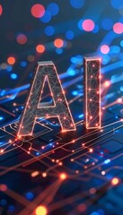 Abstract bokeh background with ai letters signifying advancements in artificial intelligence