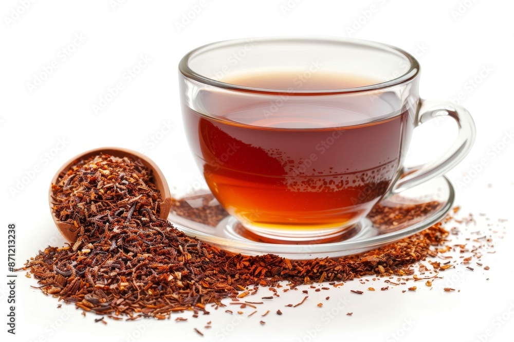 Wall mural rooibos tea isolated with select focus on white background