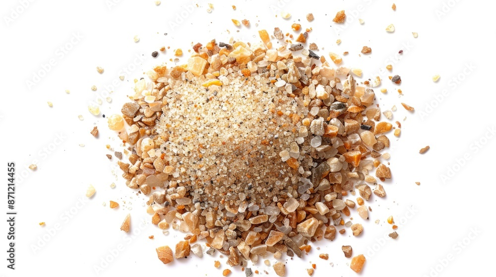 Poster a simple sand pile sits on a white surface, perfect for use in editorial or commercial projects