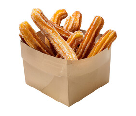 Churros in the box isolated on transparent background
