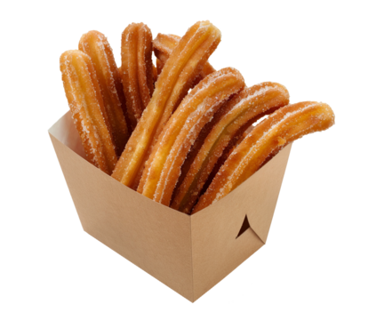 Churros in the box isolated on transparent background