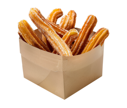 Churros in the box isolated on transparent background