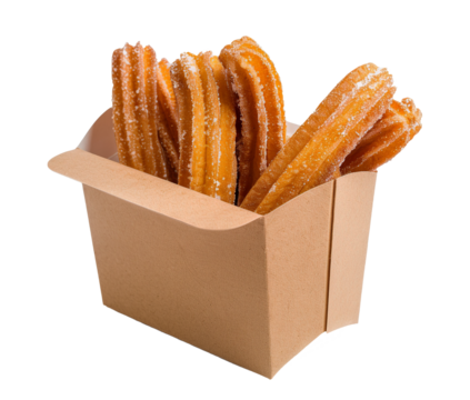 Churros in the box isolated on transparent background