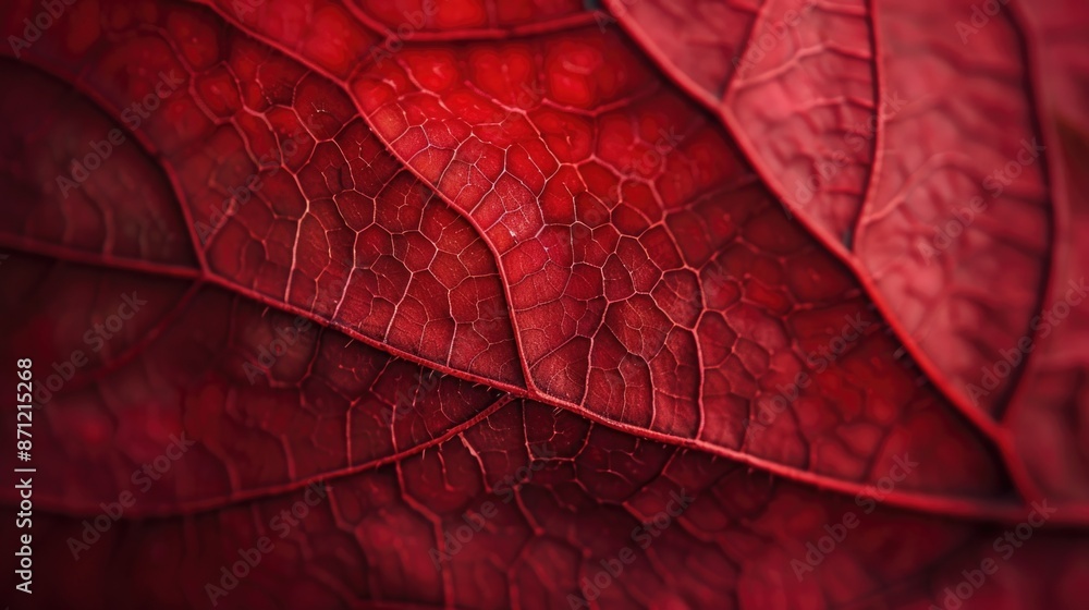 Poster a detailed view of a single red leaf