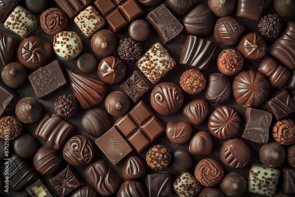 Aufkleber a pile of chocolates stacked on top of each other for display or presentation