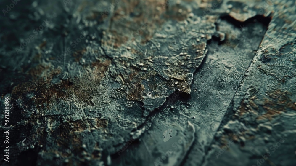 Leinwandbilder a detailed view of a metal fragment with textured surface and rusty color