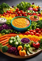 colorful vegetable platters various dips vibrant party spread, rainbow, lgbtq, lgbt, pride, love, equality, appetizer, snack, assorted, fresh, healthy