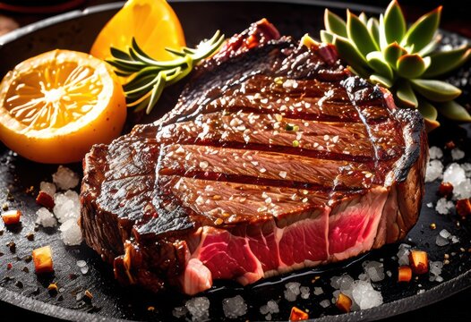 sizzling steak cast iron delicious juicy meat cooking hot pan, skillet, searing, preparation, food, beef, grilling, cuisine, seasoning, seared, appetizing