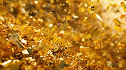 Confetti falling from the sky in bright yellow, perfect for celebration and party scenes